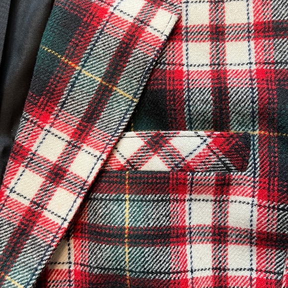 Pendleton Vintage Red & Green Plaid Virgin Wool Blazer - Picture 4 of 10